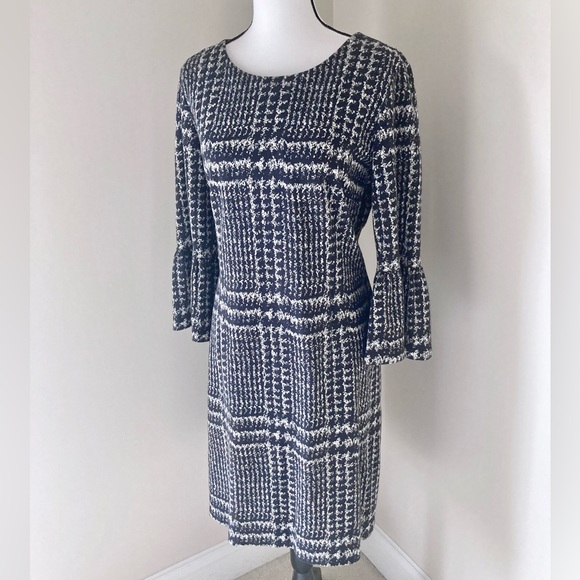 Talbots Bell Sleeve Gala Glen Plaid Sheath Dress Size 14 - Picture 3 of 9